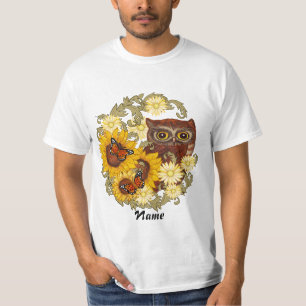Zonnebloem Uil aangepaste t-shirts, T-shirt
