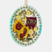 Zonnebloem Uil   Keramisch Ornament (Rechts)