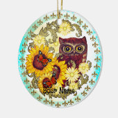 Zonnebloem Uil   Keramisch Ornament (Links)