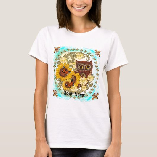 Zonnebloem Uil T-shirt (Voorkant)