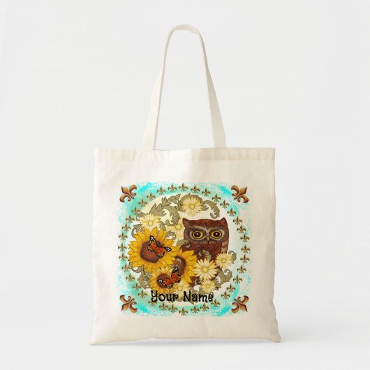 Zonnebloem Uil   Tote Bag (Voorkant)