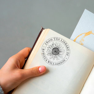 Zonnebloem uit de bibliotheek van aangepaste naam  rubberstempel