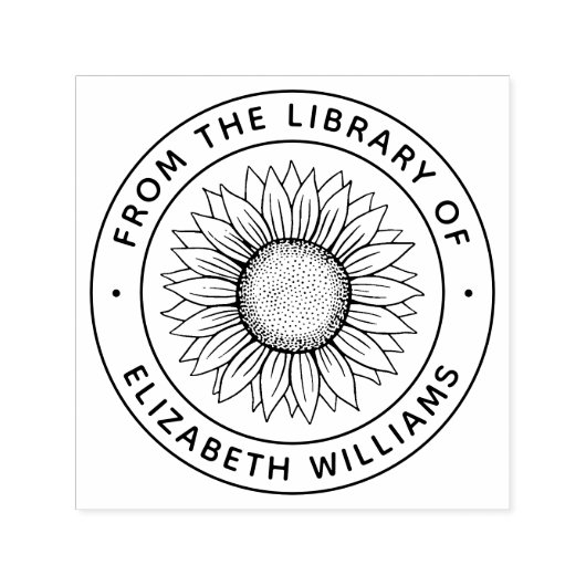 Zonnebloem uit de bibliotheek van boek aangepaste   zelfinktende stempel (Design)