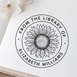 Zonnebloem uit de bibliotheek van boek aangepaste  zelfinktende stempel