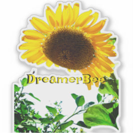 Zonnebloem uitgesneden sticker met bijen