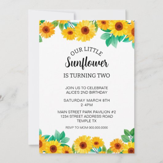 Zonnebloem - uitnodiging (Voorkant)