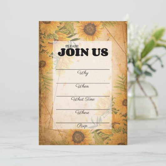  Zonnebloem Uitnodiging (Staand voorkant)