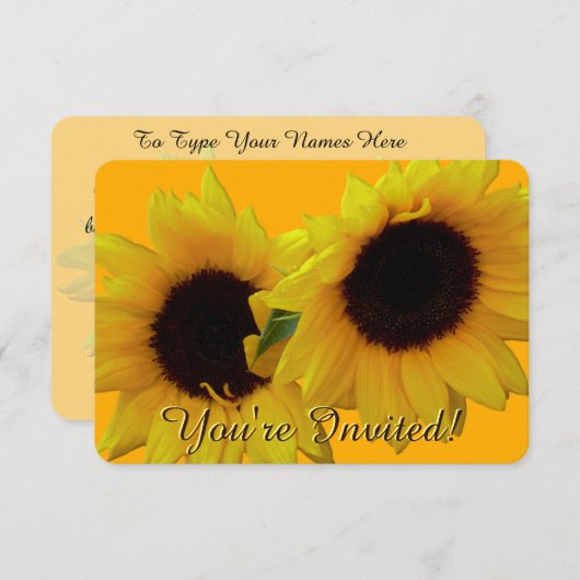 Zonnebloem Uitnodiging Aanpassing van de Bloem RSV (Voorkant / Achterkant)