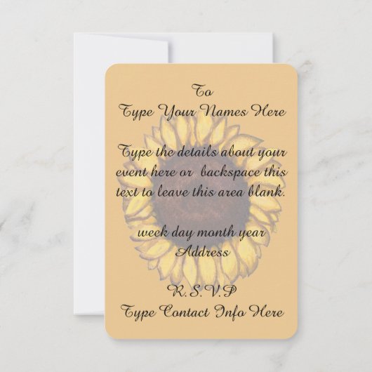 Zonnebloem Uitnodiging Aanpassing van de Bloem RSV (Achterkant)