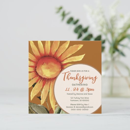 Zonnebloem, uitnodiging tot Thanksgiving (Staand voorkant)