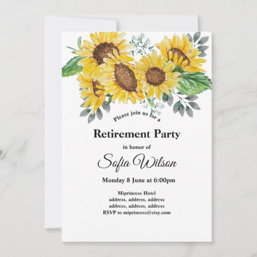 zonnebloem , uitnodiging van de partij voor bloeme (Voorkant)