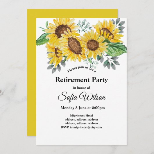 zonnebloem , uitnodiging van de partij voor bloeme (Voorkant / Achterkant)