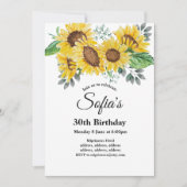 zonnebloem , uitnodiging voor bloemen - verjaardag (Voorkant)