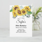 zonnebloem , uitnodiging voor bloemen - verjaardag (Staand voorkant)