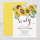 zonnebloem , uitnodiging voor bloemen - verjaardag (Voorkant / Achterkant)