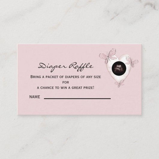 Zonnebloem Ultrasound Dusty Roos Diaper Raffle Informatiekaartje (Voorkant)