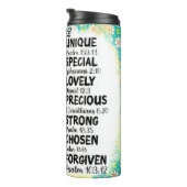 Zonnebloem: uniek, geliefd, bijbels bevestigd thermosbeker (Geroteerd rechts)