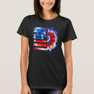Zonnebloem USA Amerikaanse vlag Gelukkig 4 juli Ki T-shirt