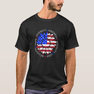 Zonnebloem USA Vlag Patriottisch Juli 4th Mannen V T-shirt