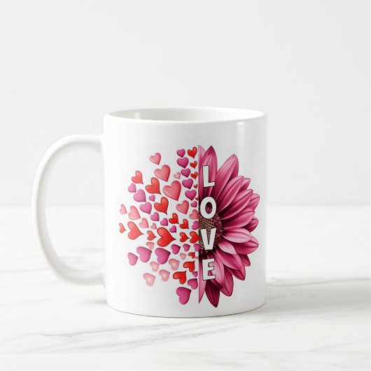 Zonnebloem Valentijnsdag Koffie Mok-Romantische Gi Koffiemok (Links)