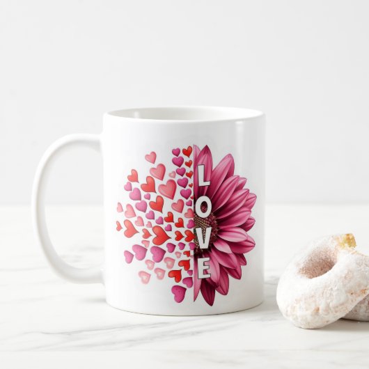 Zonnebloem Valentijnsdag koffiemok - Romantisch ca (Met donut)