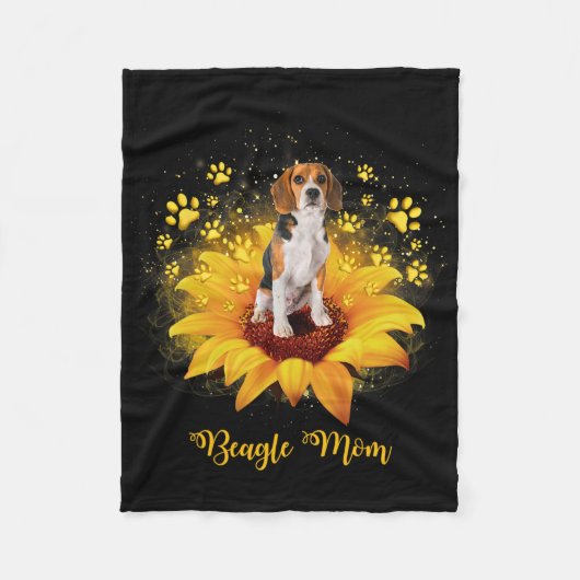 Zonnebloem van beagle mam met Moederdag van de hon Fleece Deken (Voorkant)
