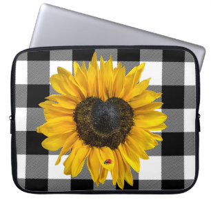 Zonnebloem van het hart met Ladybug Laptop Sleeve