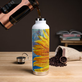 Zonnebloem van hoop met verzen waterfles
