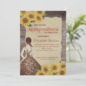 zonnebloem van houtschilfers, Quinceañera Kaart (Staand voorkant)