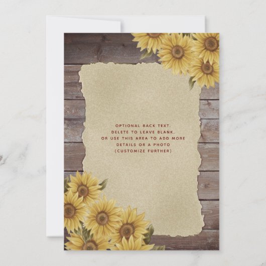  zonnebloem van houtschilfers, Quinceañera Kaart (Achterkant)