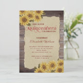  zonnebloem van houtschilfers, Quinceañera Kaart (Staand voorkant)
