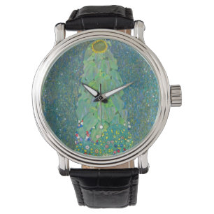 Zonnebloem van Klimt, Vintage Bloemen Art Nouveau Horloge