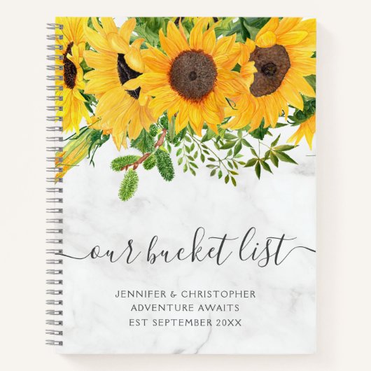 Zonnebloem van onze Bucket List Couple Notitieboek (Voorkant)