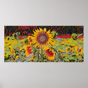 zonnebloem van polka-stippen poster