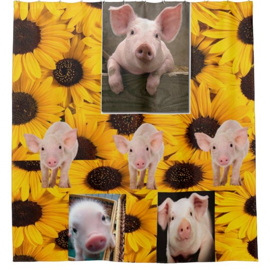 Zonnebloem Varken Douchegordijn (Voorkant)