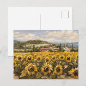 Zonnebloem veld impressionistische schilderij briefkaart (Voorkant / Achterkant)