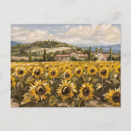Zonnebloem veld impressionistische schilderij briefkaart (Voorkant)