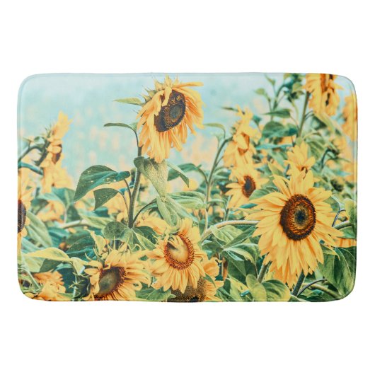 Zonnebloem Veldgele Blauwgroen Florence Design Badmat (Voorkant)