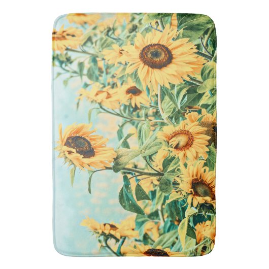 Zonnebloem Veldgele Blauwgroen Florence Design Badmat (Voorkant Verticaal)