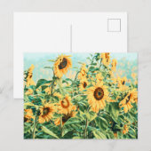 Zonnebloem Veldgele Blauwgroen Florence Design Briefkaart (Voorkant / Achterkant)