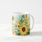 Zonnebloem Veldgele Blauwgroen Florence Design Koffiemok (Voorkant rechts)