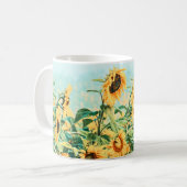 Zonnebloem Veldgele Blauwgroen Florence Design Koffiemok (Voorkant links)