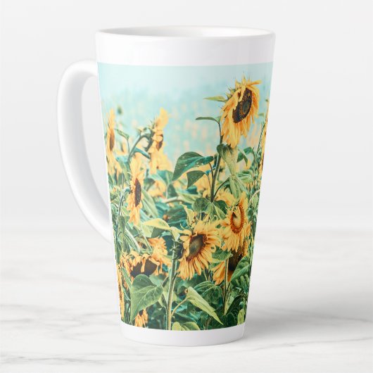 Zonnebloem Veldgele Blauwgroen Florence Design Latte Mok (Linkerhoek)