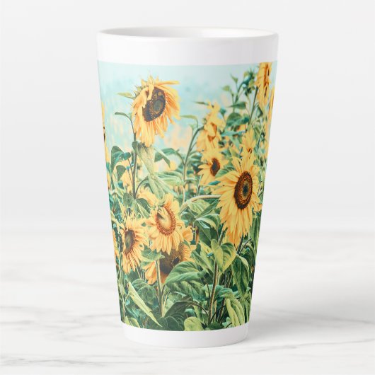 Zonnebloem Veldgele Blauwgroen Florence Design Latte Mok (Voorkant)