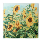 Zonnebloem Veldgele Blauwgroen Florence Design Tegeltje (Voorkant)