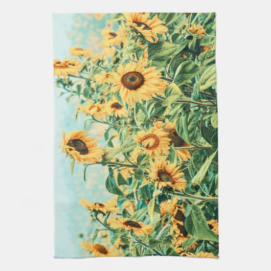 Zonnebloem Veldgele Blauwgroen Florence Design Theedoek (Verticaal)