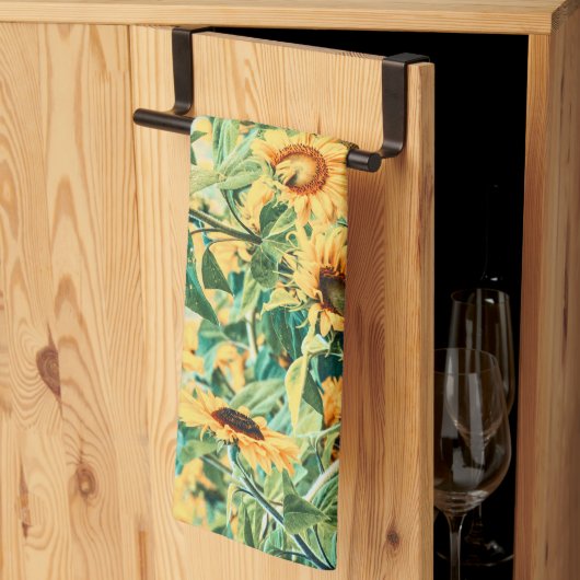 Zonnebloem Veldgele Blauwgroen Florence Design Theedoek (Derde Gevouwen)