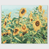 Zonnebloem Veldgele Blauwgroen ontkoppeling Floren Cadeaupapier (Vlak)