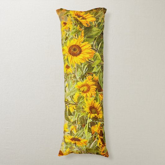 Zonnebloem Veldgele Florenz  Antiek Lichaamskussen (Voorkant Verticaal)