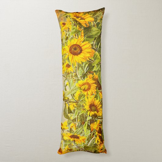 Zonnebloem Veldgele Florenz  Antiek Lichaamskussen (Achterkant (Verticaal))